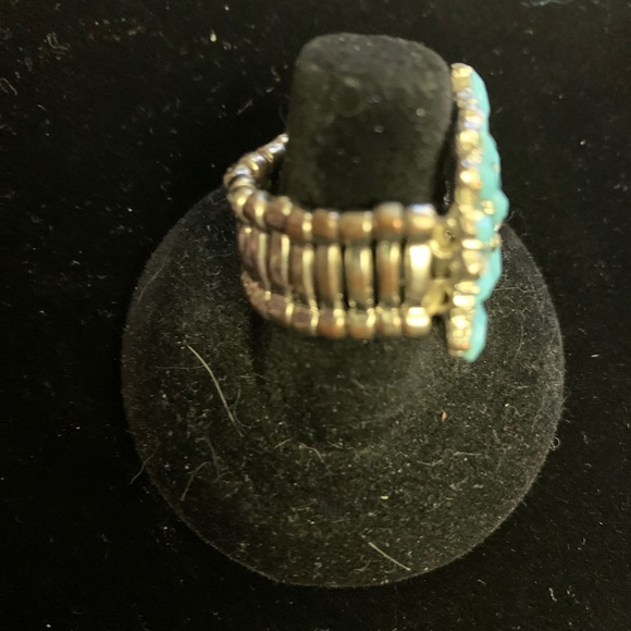 Costume Turquoise and Zirconia statement ring - Picture 6 of 6